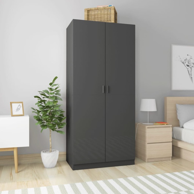 vidaXL Kleiderschrank Hochglanz-Grau 90x52x200 cm Holzwerkstoff vidaXL Kleiderschrank Hochglanz-Grau 90x52x200 cm Holzwerkstoff