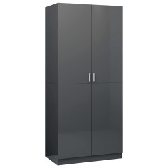 vidaXL Kleiderschrank Hochglanz-Grau 90x52x200 cm Holzwerkstoff