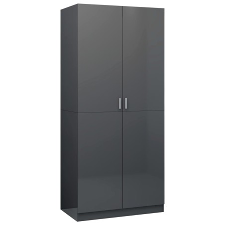 vidaXL Kleiderschrank Hochglanz-Grau 90x52x200 cm Holzwerkstoff
