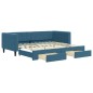 vidaXL Tagesbett Ausziehbar mit Schubladen Blau 90x200 cm Samt vidaXL Tagesbett Ausziehbar mit Schubladen Blau 90x200 cm Samt
