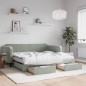 vidaXL Tagesbett Ausziehbar mit Schubladen Hellgrau 90x190 cm Samt vidaXL Tagesbett Ausziehbar mit Schubladen Hellgrau 90x190 cm Samt