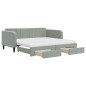 vidaXL Tagesbett Ausziehbar mit Schubladen Hellgrau 90x190 cm Samt vidaXL Tagesbett Ausziehbar mit Schubladen Hellgrau 90x190 cm Samt