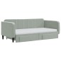 vidaXL Tagesbett Ausziehbar mit Schubladen Hellgrau 90x190 cm Samt vidaXL Tagesbett Ausziehbar mit Schubladen Hellgrau 90x190 cm Samt
