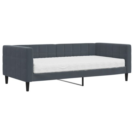 vidaXL Tagesbett mit Matratze Dunkelgrau 90x190 cm Samt