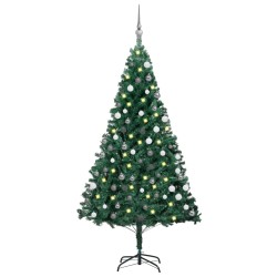 vidaXL Künstlicher Weihnachtsbaum mit Beleuchtung & Kugeln Grün 150 cm
