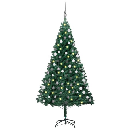 vidaXL Künstlicher Weihnachtsbaum mit Beleuchtung & Kugeln Grün 150 cm