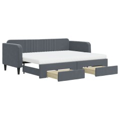 vidaXL Tagesbett Ausziehbar mit Schubladen Dunkelgrau 80x200 cm Samt