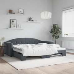 vidaXL Tagesbett Ausziehbar Dunkelgrau 100x200 cm Samt