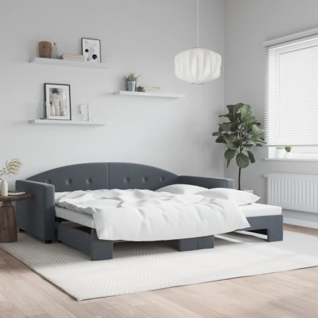 vidaXL Tagesbett Ausziehbar Dunkelgrau 100x200 cm Samt