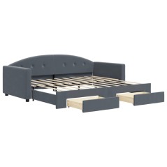 vidaXL Tagesbett Ausziehbar mit Schubladen Dunkelgrau 90x190 cm Samt