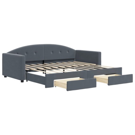 vidaXL Tagesbett Ausziehbar mit Schubladen Dunkelgrau 90x190 cm Samt