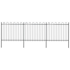 vidaXL Gartenzaun mit Bügel-Design Stahl 5,1 x 1,5 m Schwarz