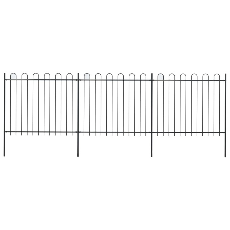 vidaXL Gartenzaun mit Bügel-Design Stahl 5,1 x 1,5 m Schwarz vidaXL Gartenzaun mit Bügel-Design Stahl 5,1 x 1,5 m Schwarz