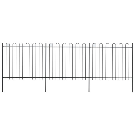 vidaXL Gartenzaun mit Bügel-Design Stahl 5,1 x 1,5 m Schwarz