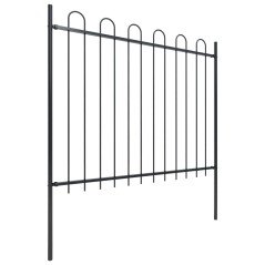 vidaXL Gartenzaun mit Bügel-Design Stahl 5,1 x 1,5 m Schwarz