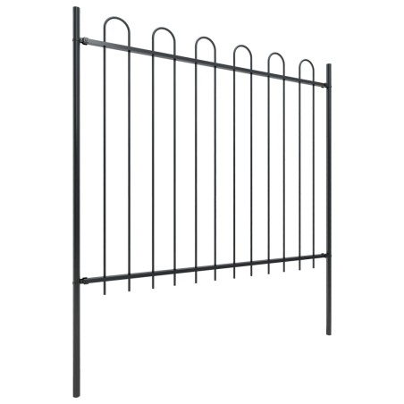 vidaXL Gartenzaun mit Bügel-Design Stahl 5,1 x 1,5 m Schwarz