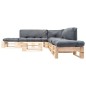 vidaXL 6-tlg. Paletten-Lounge-Set mit Kissen in Grau Holz vidaXL 6-tlg. Paletten-Lounge-Set mit Kissen in Grau Holz