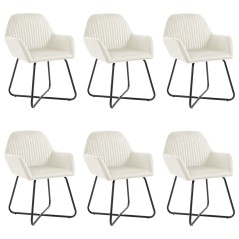 vidaXL Esszimmerstühle 6 Stk. Creme Samt