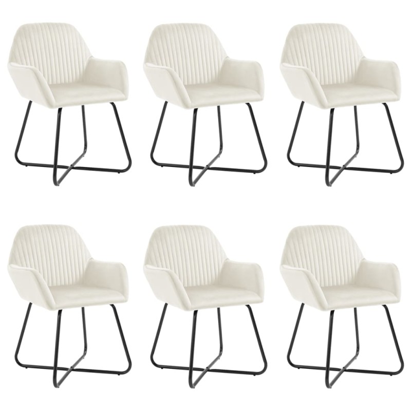 vidaXL Esszimmerstühle 6 Stk. Creme Samt vidaXL Esszimmerstühle 6 Stk. Creme Samt