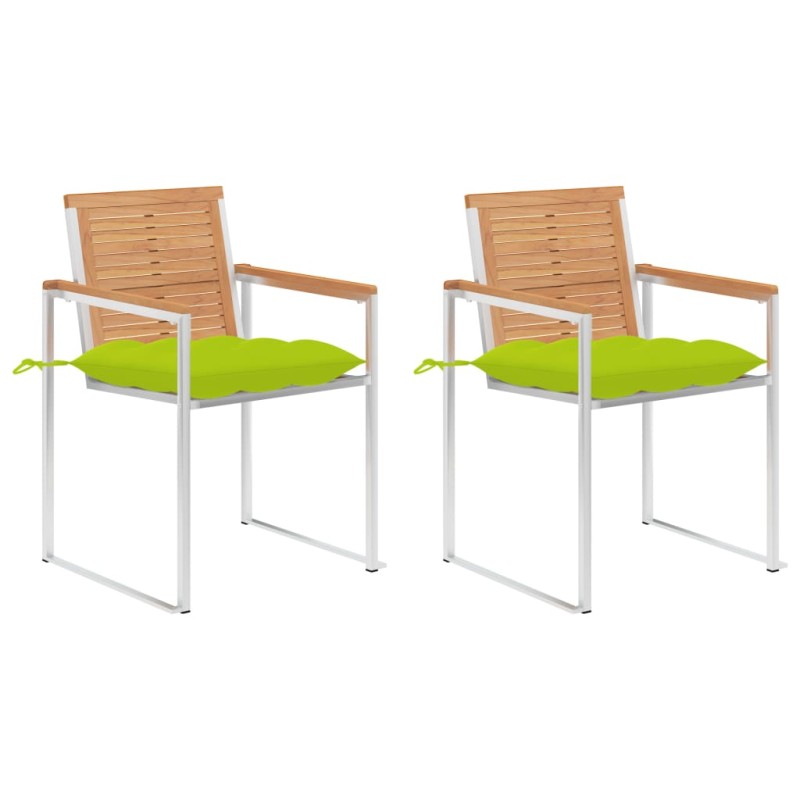 vidaXL Gartenstühle mit Kissen 2 Stk. Massivholz Teak und Stahl vidaXL Gartenstühle mit Kissen 2 Stk. Massivholz Teak und Stahl