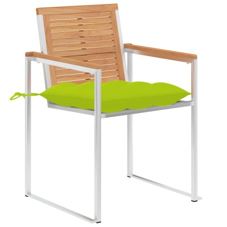 vidaXL Gartenstühle mit Kissen 2 Stk. Massivholz Teak und Stahl