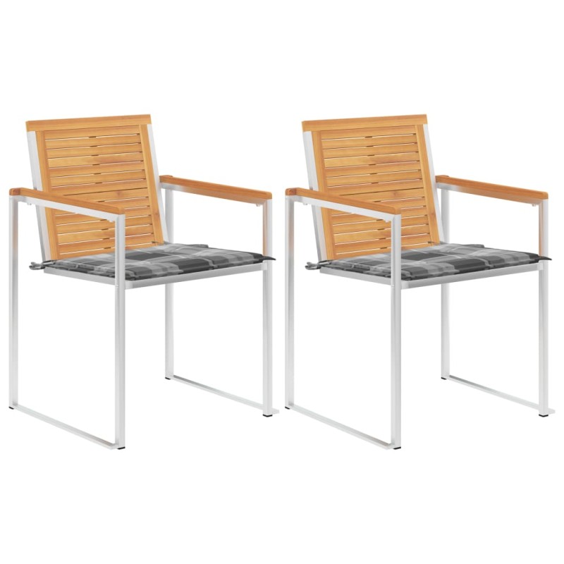 vidaXL Gartenstühle mit Kissen 2 Stk. Massivholz Teak und Stahl vidaXL Gartenstühle mit Kissen 2 Stk. Massivholz Teak und Stahl