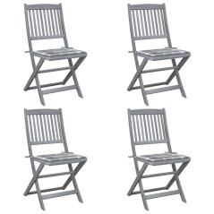 vidaXL Klappbare Gartenstühle 4 Stk. mit Kissen Massivholz Akazie