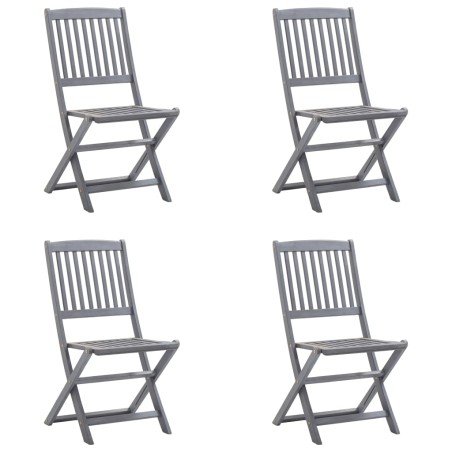 vidaXL Klappbare Gartenstühle 4 Stk. mit Kissen Massivholz Akazie