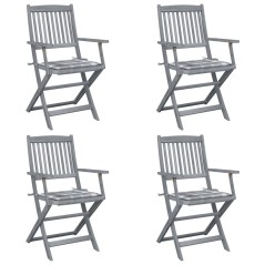 vidaXL Klappbare Gartenstühle 4 Stk. mit Kissen Massivholz Akazie