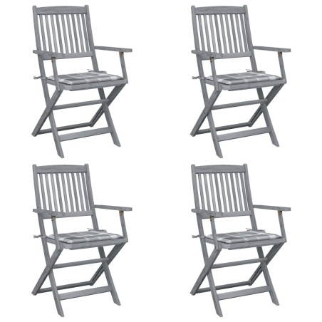 vidaXL Klappbare Gartenstühle 4 Stk. mit Kissen Massivholz Akazie