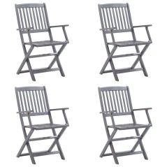 vidaXL Klappbare Gartenstühle 4 Stk. mit Kissen Massivholz Akazie