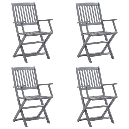 vidaXL Klappbare Gartenstühle 4 Stk. mit Kissen Massivholz Akazie