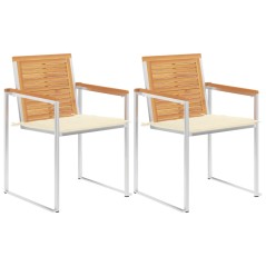 vidaXL Gartenstühle mit Kissen 2 Stk. Massivholz Teak und Stahl