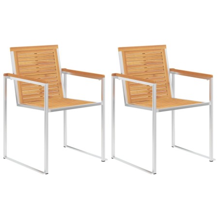 vidaXL Gartenstühle mit Kissen 2 Stk. Massivholz Teak und Stahl