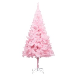 Künstlicher Weihnachtsbaum mit LEDs & Kugeln Rosa 240 cm PVC