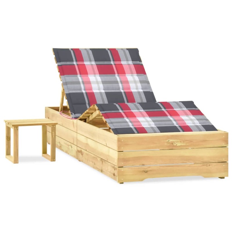 vidaXL Garten-Sonnenliege mit Tisch und Auflage Kiefer Imprägniert vidaXL Garten-Sonnenliege mit Tisch und Auflage Kiefer Imprägniert