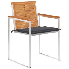 vidaXL Gartenstühle 4 Stk. mit Kissen Massivholz Akazie  