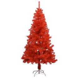 Künstlicher Weihnachtsbaum mit LEDs & Kugeln Rot 150 cm PVC