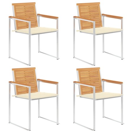 vidaXL 4 Stk. Gartenstühle mit Kissen Massivholz Teak