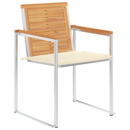 vidaXL 4 Stk. Gartenstühle mit Kissen Massivholz Teak