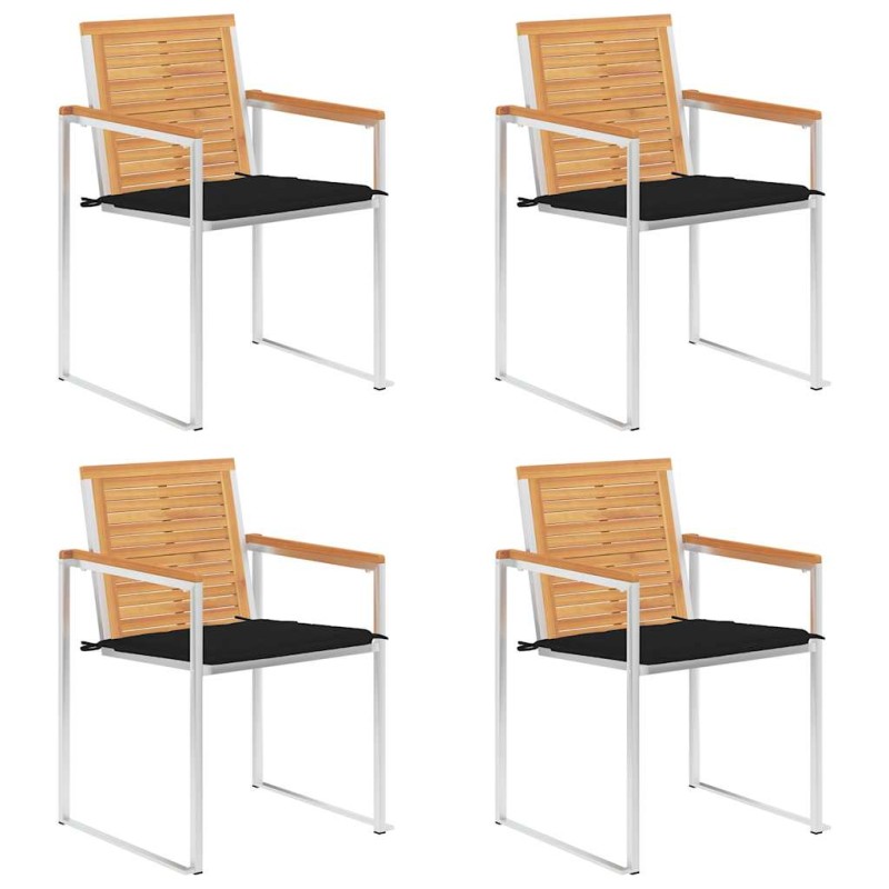 vidaXL Gartenstühle 4 Stk. mit Kissen Massivholz Teak vidaXL Gartenstühle 4 Stk. mit Kissen Massivholz Teak