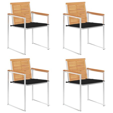 vidaXL Gartenstühle 4 Stk. mit Kissen Massivholz Teak