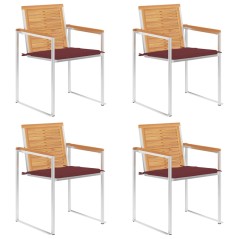 vidaXL Gartenstühle 4 Stk. mit Kissen Massivholz Teak