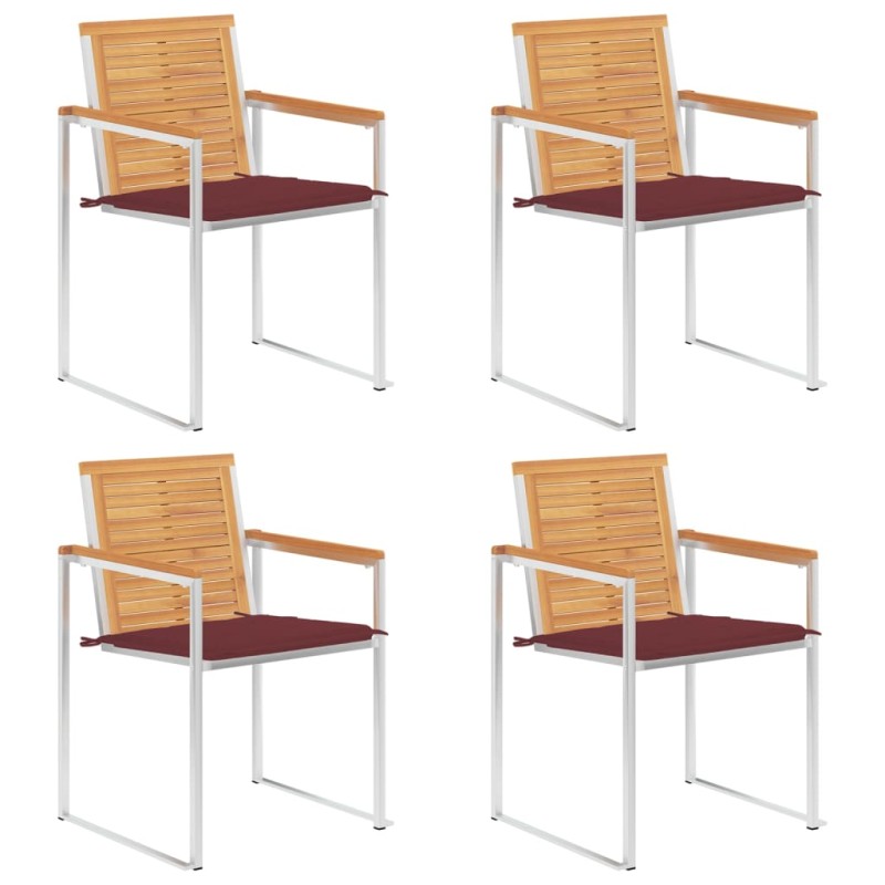 vidaXL Gartenstühle 4 Stk. mit Kissen Massivholz Teak vidaXL Gartenstühle 4 Stk. mit Kissen Massivholz Teak