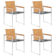 vidaXL Gartenstühle 4 Stk. mit Kissen Massivholz Teak
