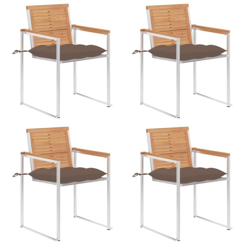 vidaXL Gartenstühle 4 Stk. mit Kissen Massivholz Teak vidaXL Gartenstühle 4 Stk. mit Kissen Massivholz Teak