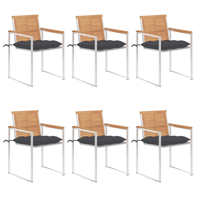 vidaXL Gartenstühle 6 Stk. mit Kissen Massivholz Teak vidaXL Gartenstühle 6 Stk. mit Kissen Massivholz Teak