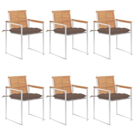 vidaXL Gartenstühle 6 Stk. mit Kissen Massivholz Teak 