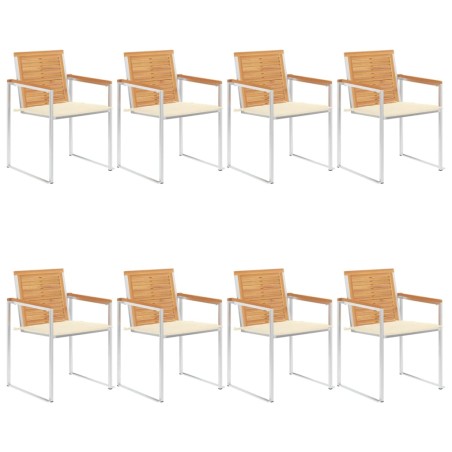 vidaXL 8 Stk. Gartenstühle mit Kissen Massivholz Teak