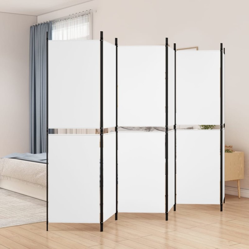 vidaXL 6-tlg. Paravent Weiß 300x180 cm Stoff vidaXL 6-tlg. Paravent Weiß 300x180 cm Stoff